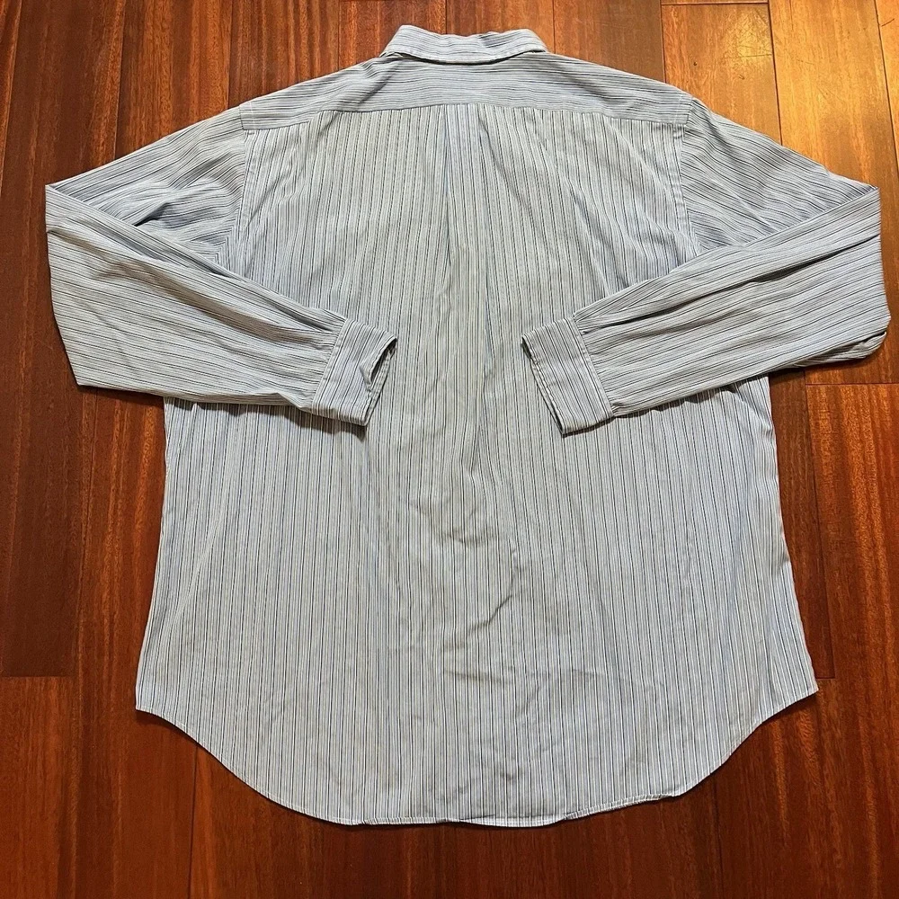 Ralph Lauren Shirt Mens Extra Large Blue White Striped Button Classic Fit Preppy